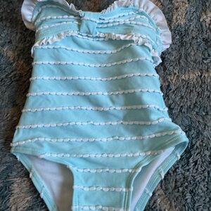 Janie and Jack Light Blue and White Swimsuit